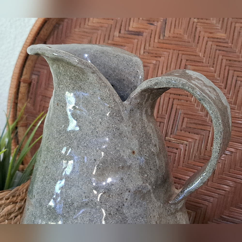 Handmade Rustic Textured Pottery Pitcher Boho Vase - Picture 5 of 11